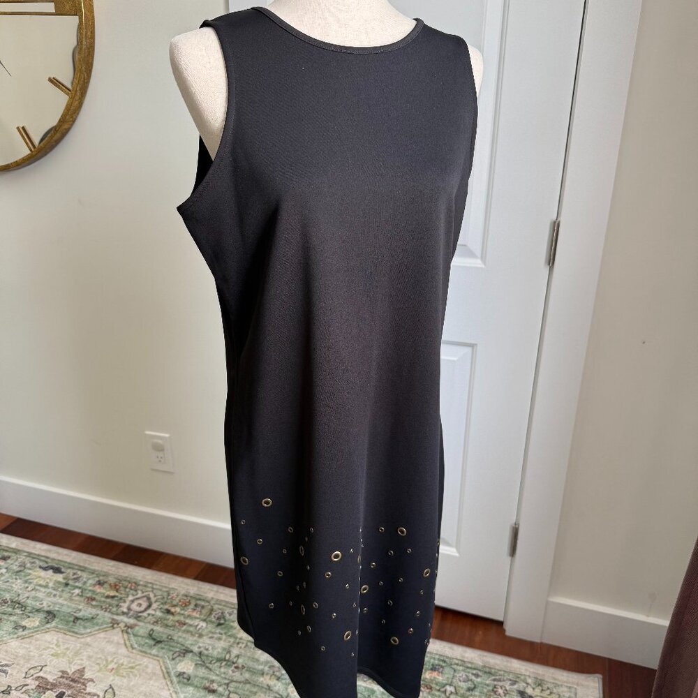 NWT Worthington Sleeveless Black Dress with gold hardware detailing size large - Picture 3 of 7